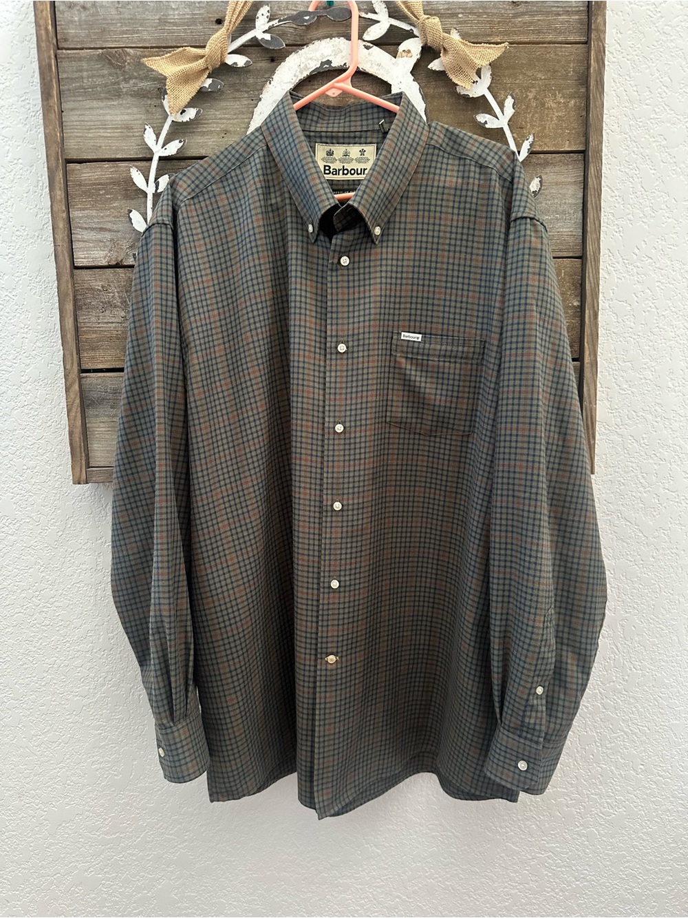 Barbour Men's Green Plaid Button-Down Shirt size XXL